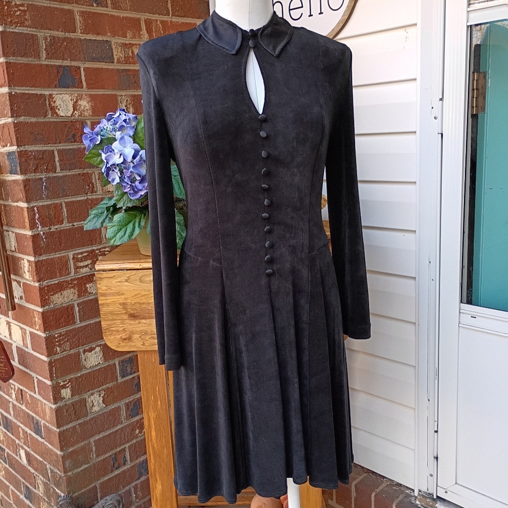 JOSEPH RIBKOFF SZ 8 CANADIAN ACTETATE KEY HOLE LUXURY DRAPE LBD DRESS